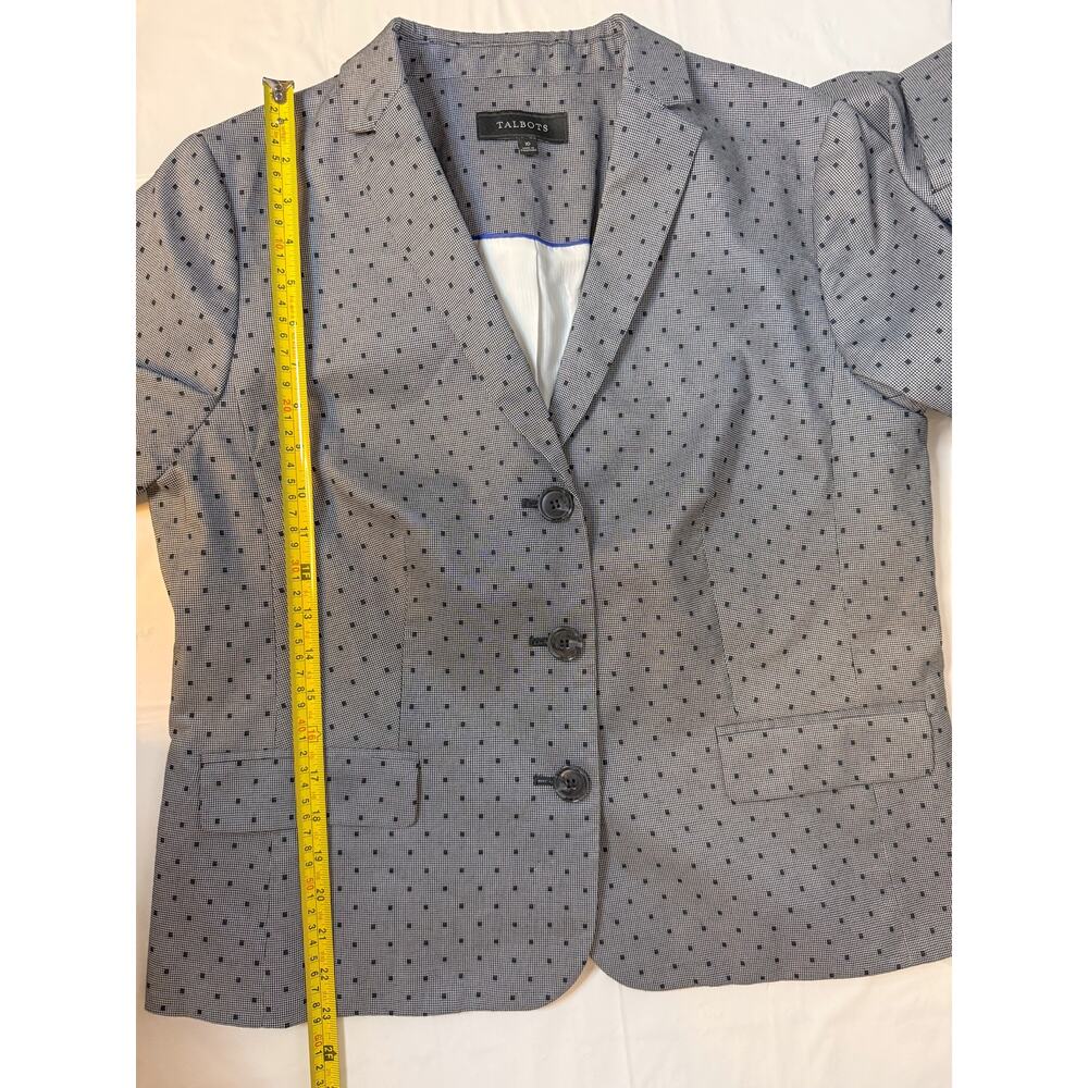 Talbots Sz 10 Black White Dot Houndstooth Blazer - Picture 9 of 10